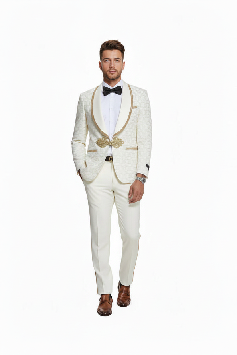 Men's 2 Piece Swirl Textured Suit