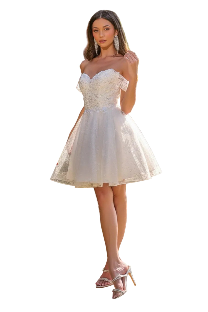 Off Shoulder Corset Glitter Flower