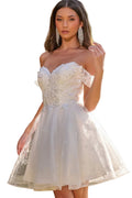 Off Shoulder Corset Glitter Flower