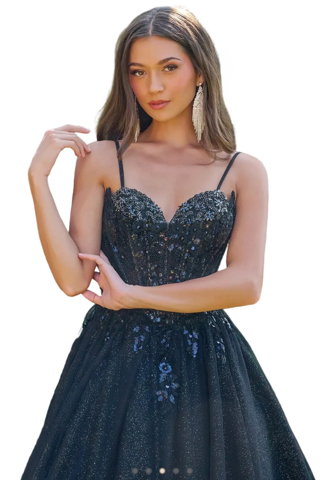 Beaded Sequin Corset Prom Gown with A-Line Skirt