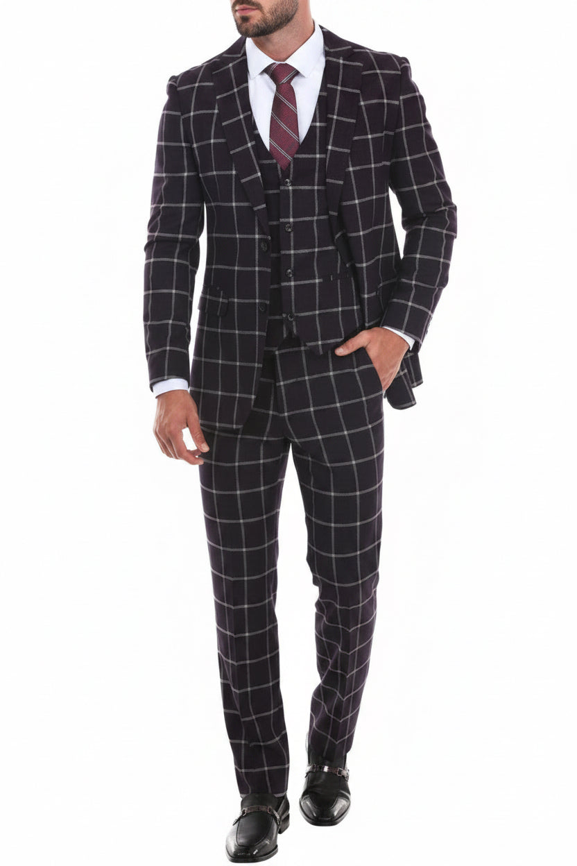 Men’s Checkered 3 Piece Suit