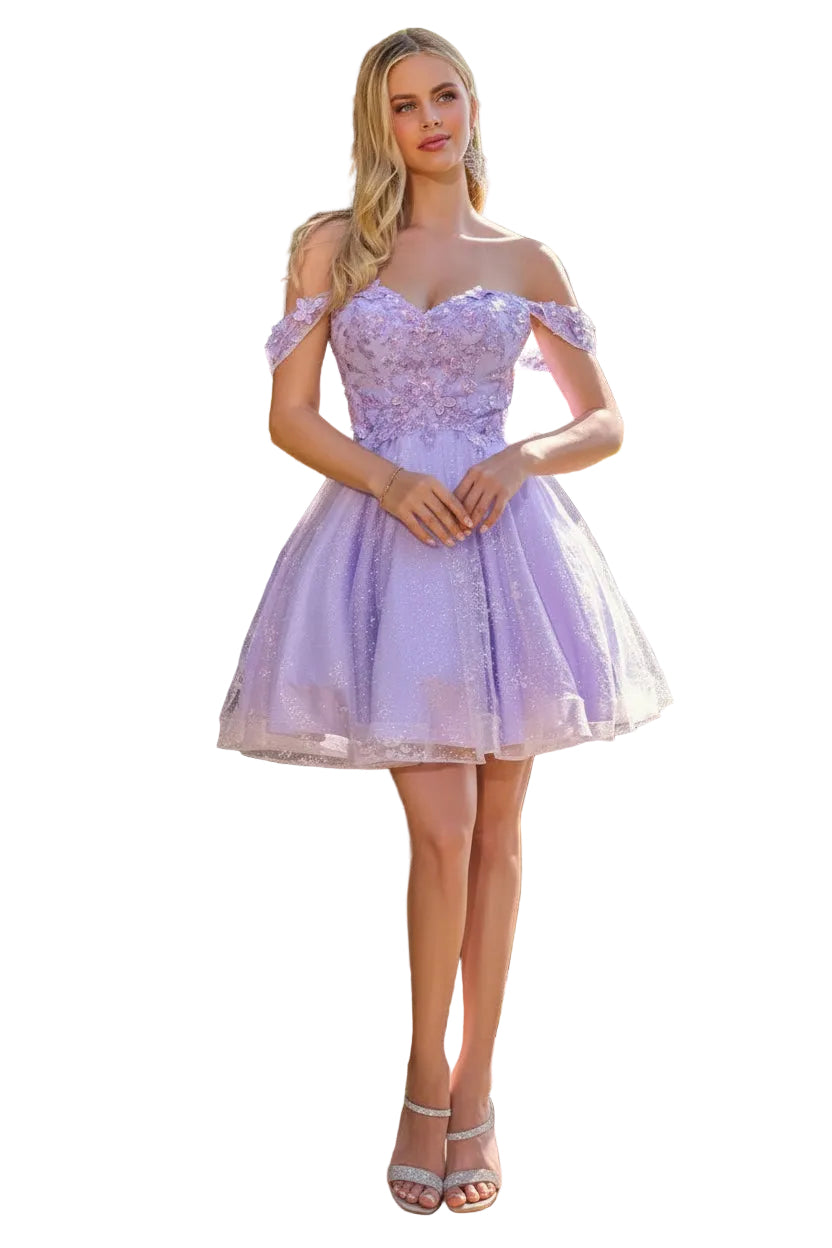 Off Shoulder Corset Glitter Flower