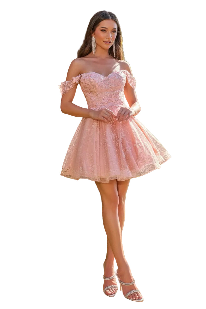 Off Shoulder Corset Glitter Flower