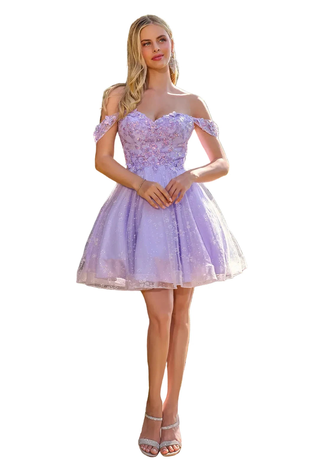 Off Shoulder Corset Glitter Flower