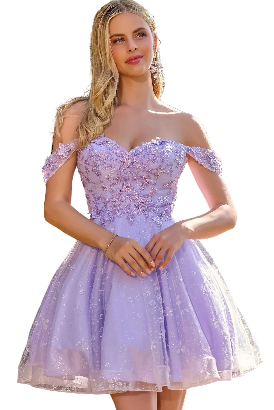 Off Shoulder Corset Glitter Flower