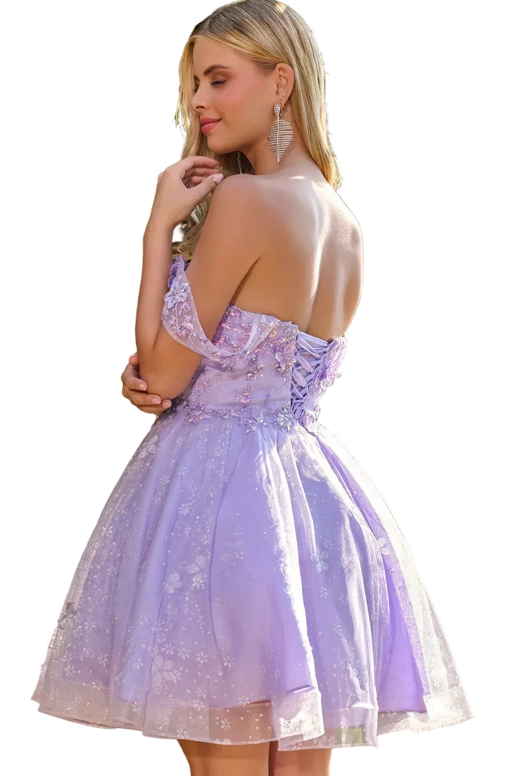 Off Shoulder Corset Glitter Flower