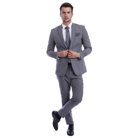 Vitto Men's Suit 2 Piece Grey