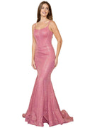 Floor Length Silhouette Glitter Dress Prom/Formal/Event Hot Pink/Silver