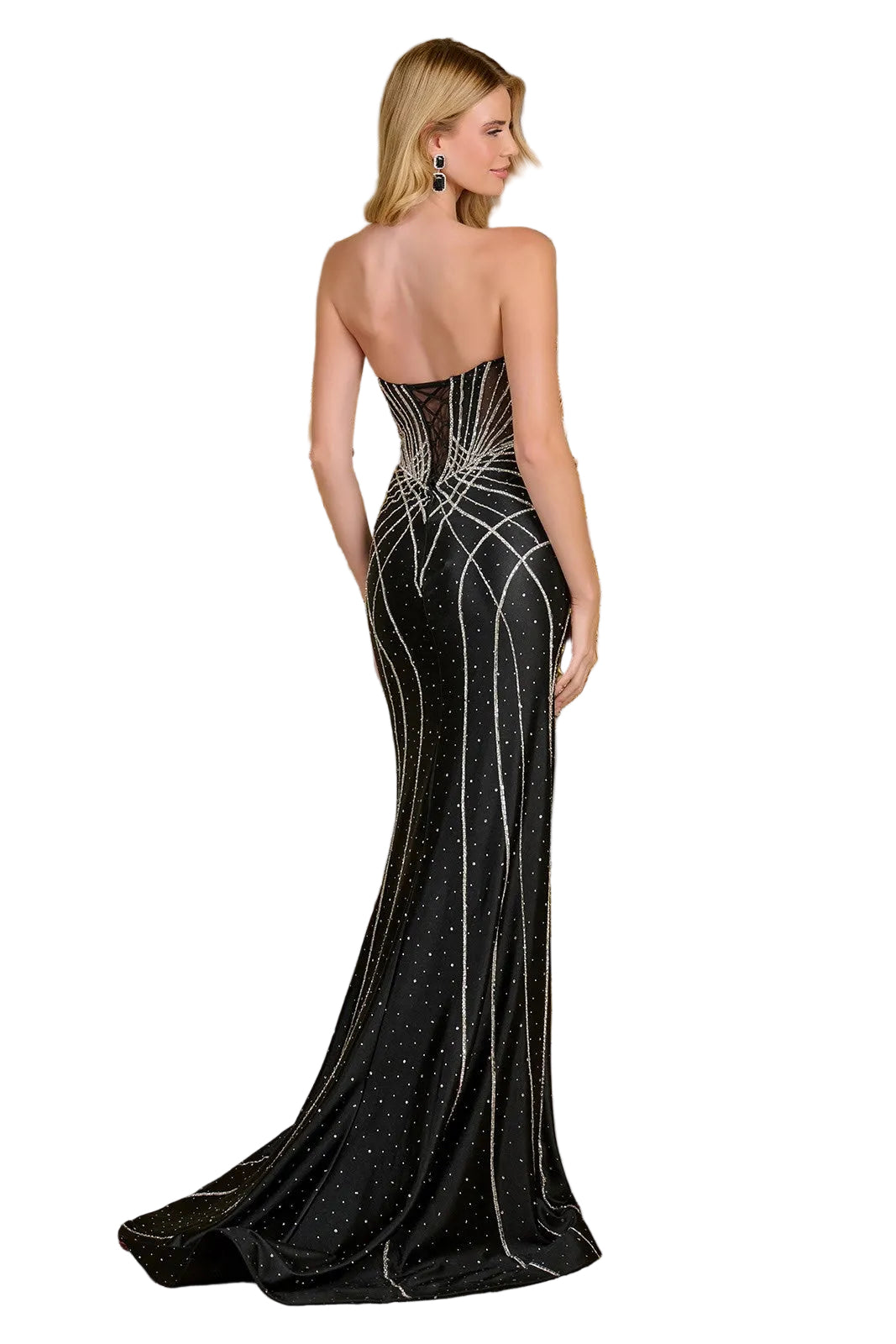 Glimmering Corset Satin Floor-Length Dress