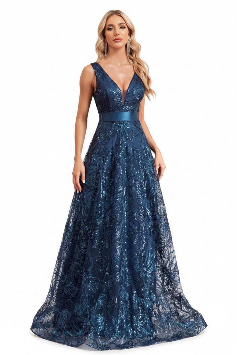 Deep V-back Fitted Dress