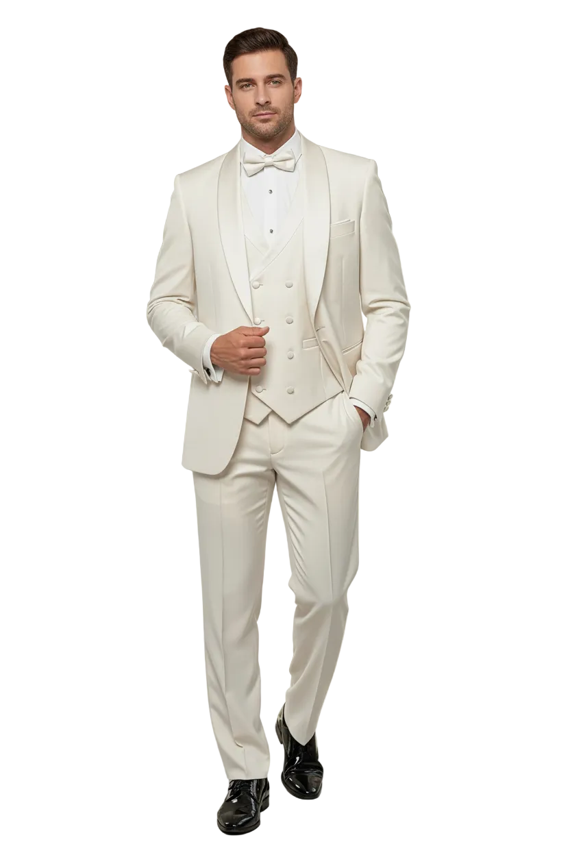 3 Piece Men’s Tuxedo Prom/Homecoming/Formal Ivory