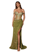 Glitter Off Shoulder Sequin Fitted Dress