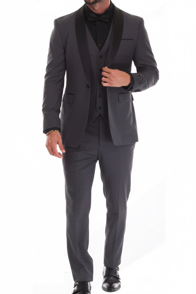 Men 3 Piece Tuxedo Shawl Lapel With Vest