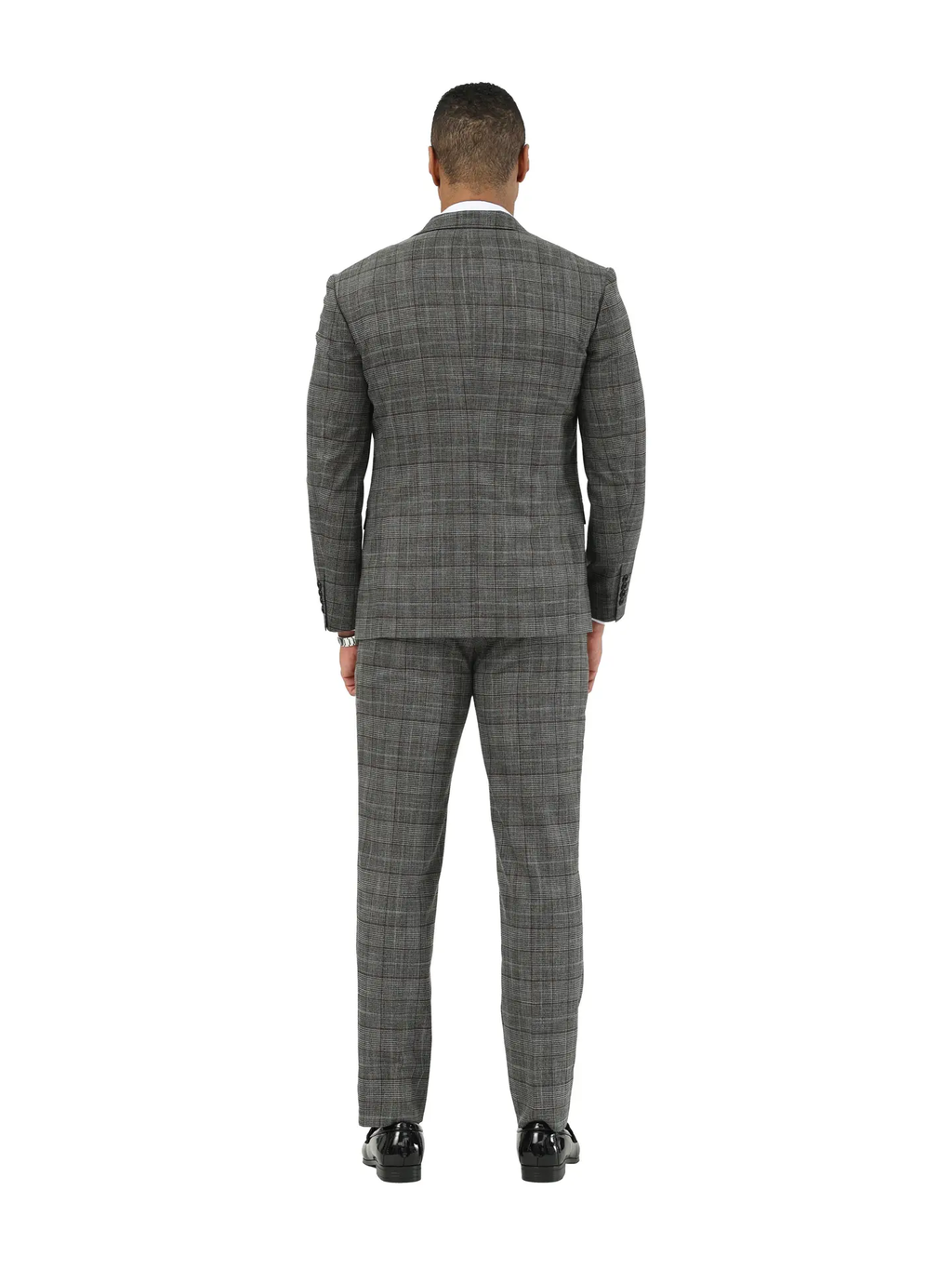 Stacy Adams Glen Plaid Textured 3pc Suit Set, Black
