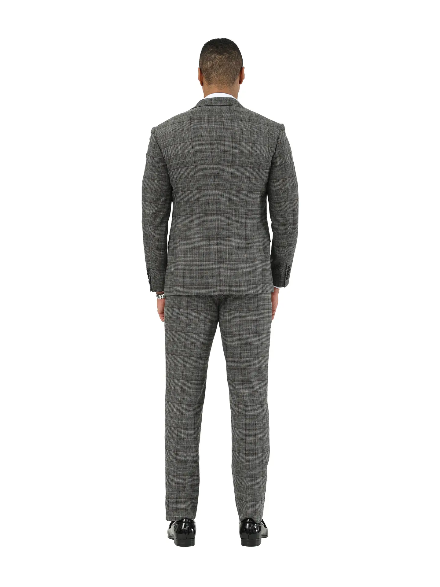 Stacy Adams Glen Plaid Textured 3pc Suit Set, Black
