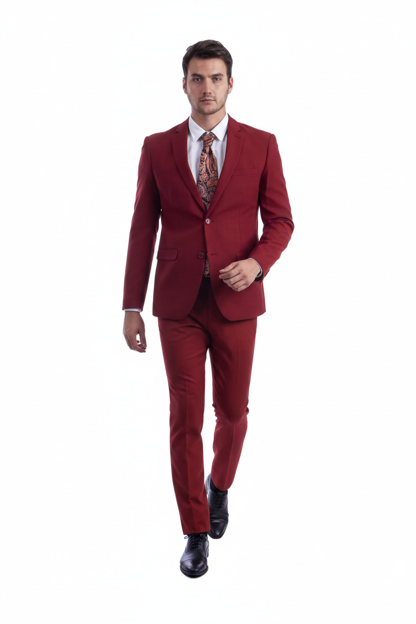 Vitto Men’s 2 piece Suit Burgundy