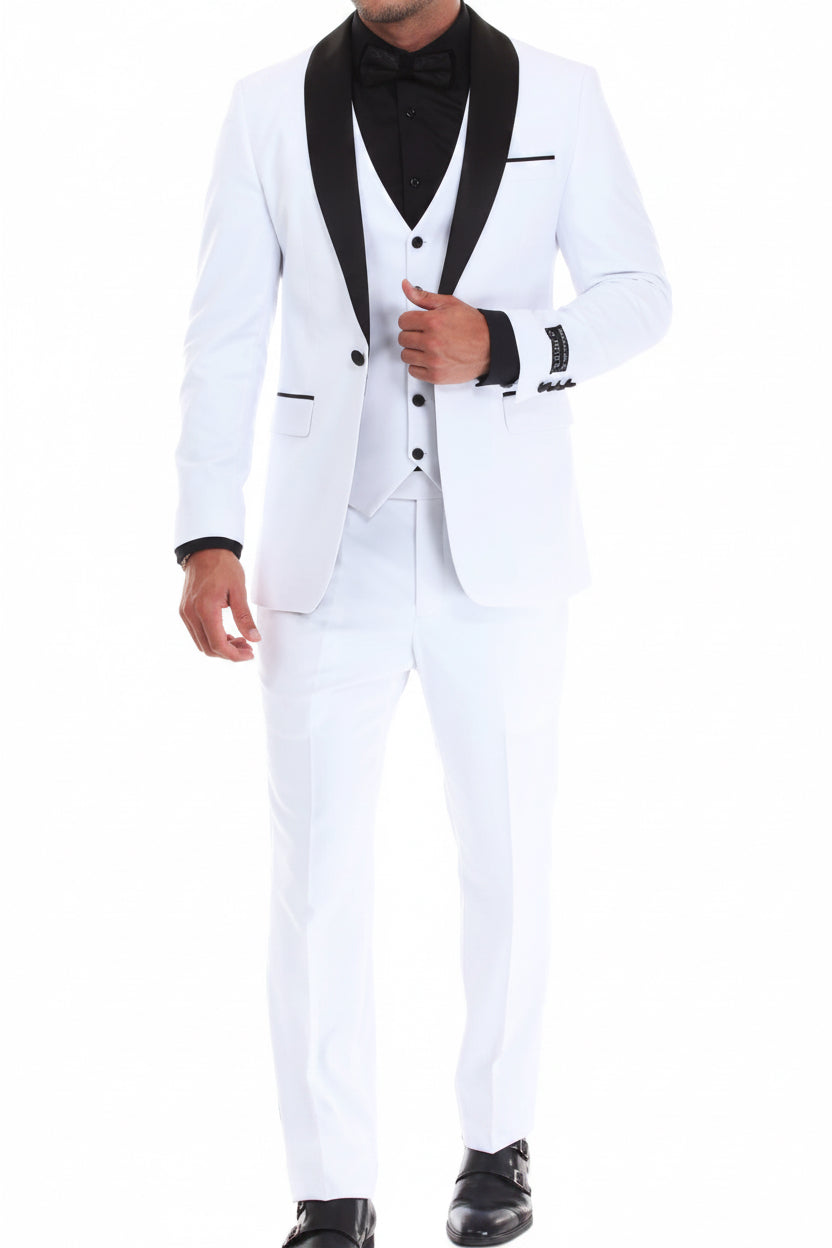 Men 3 Piece Tuxedo Shawl Lapel With Vest