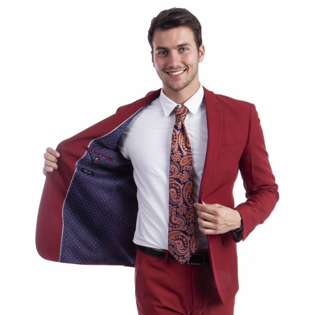 Vitto Men’s 2 piece Suit Burgundy