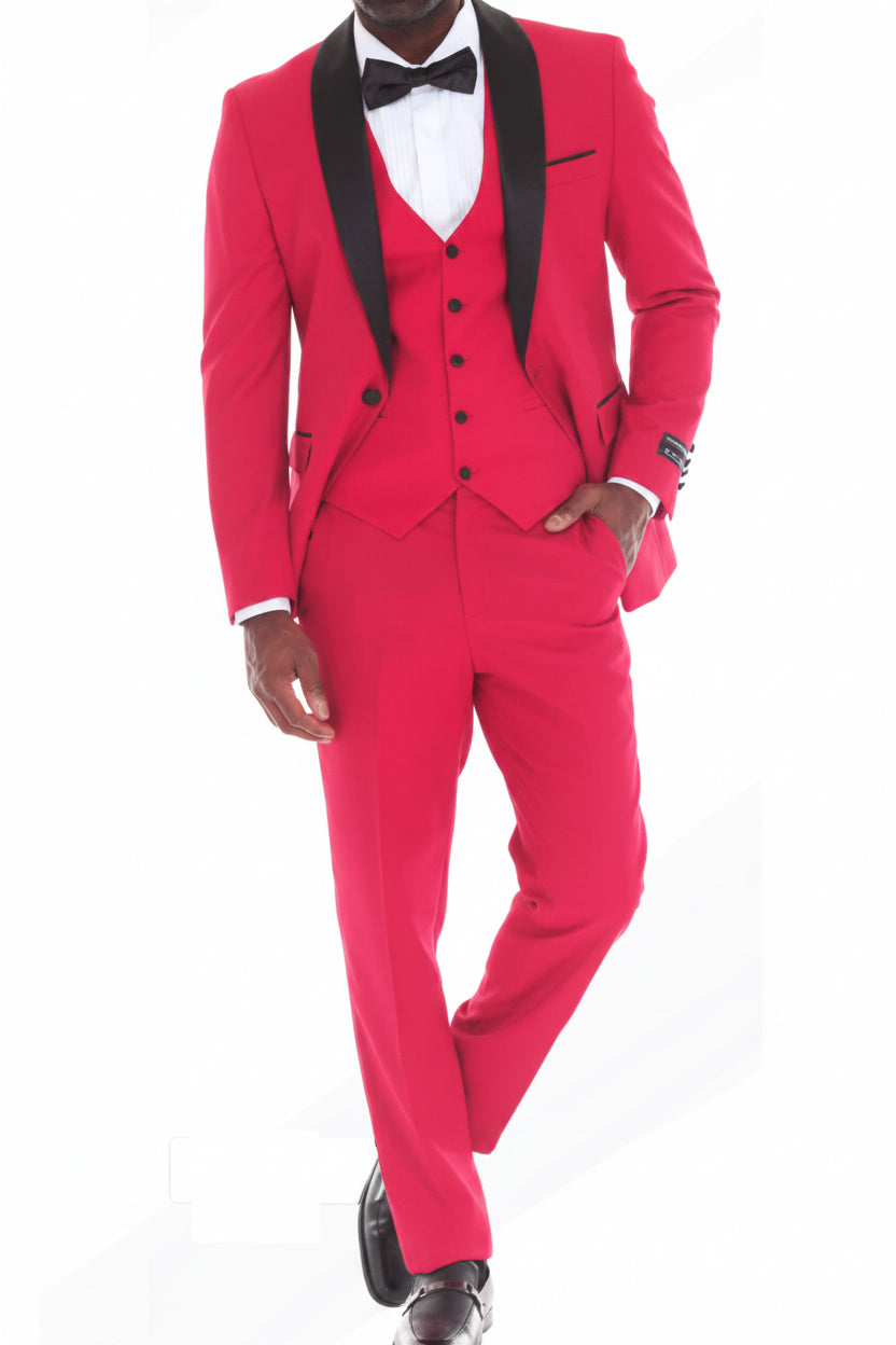 Men 3 Piece Tuxedo Shawl Lapel With Vest