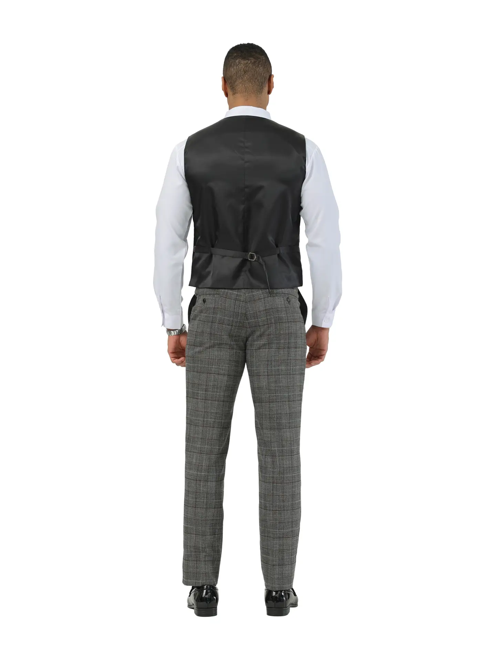 Stacy Adams Glen Plaid Textured 3pc Suit Set, Black