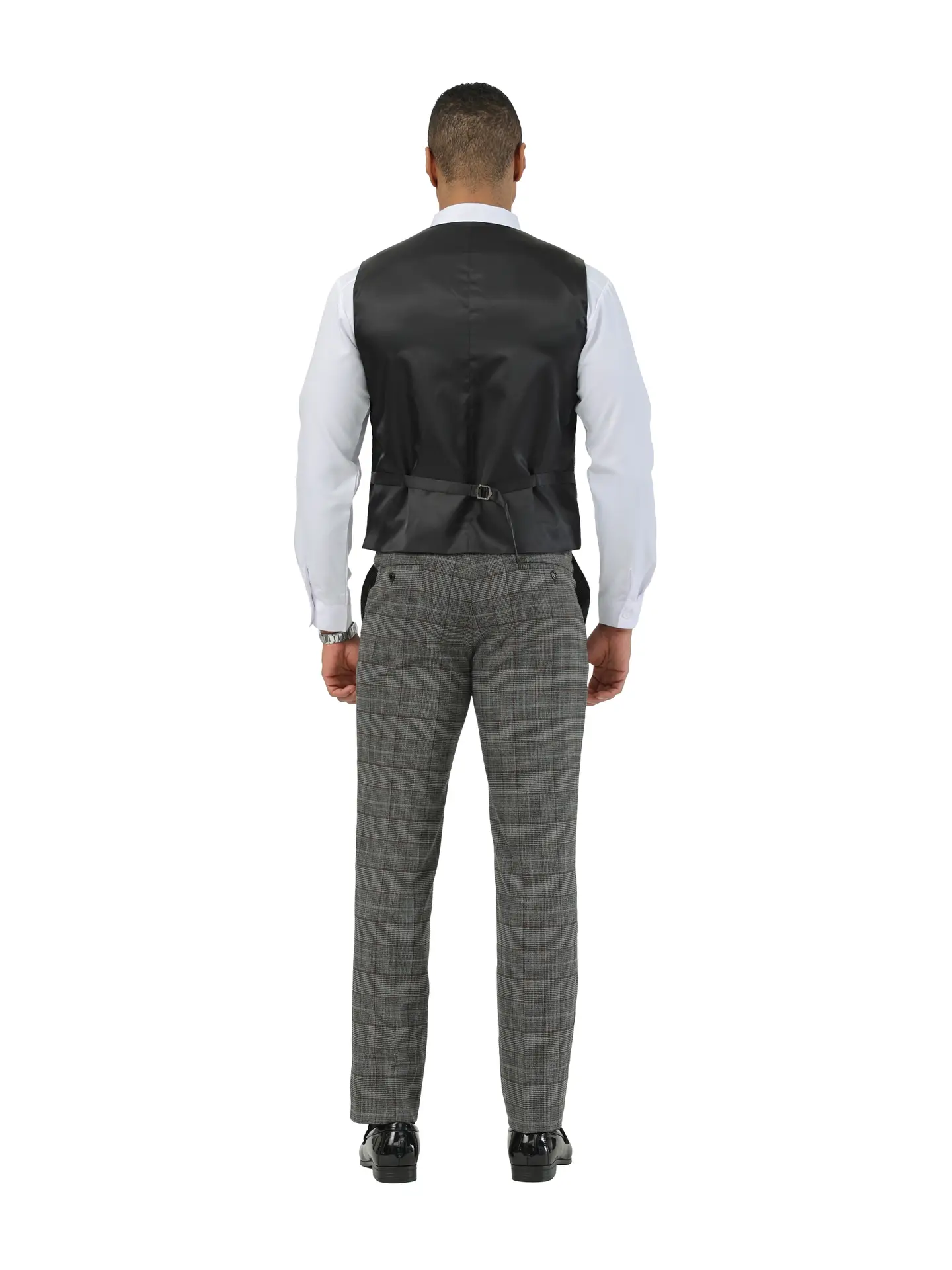 Stacy Adams Glen Plaid Textured 3pc Suit Set, Black