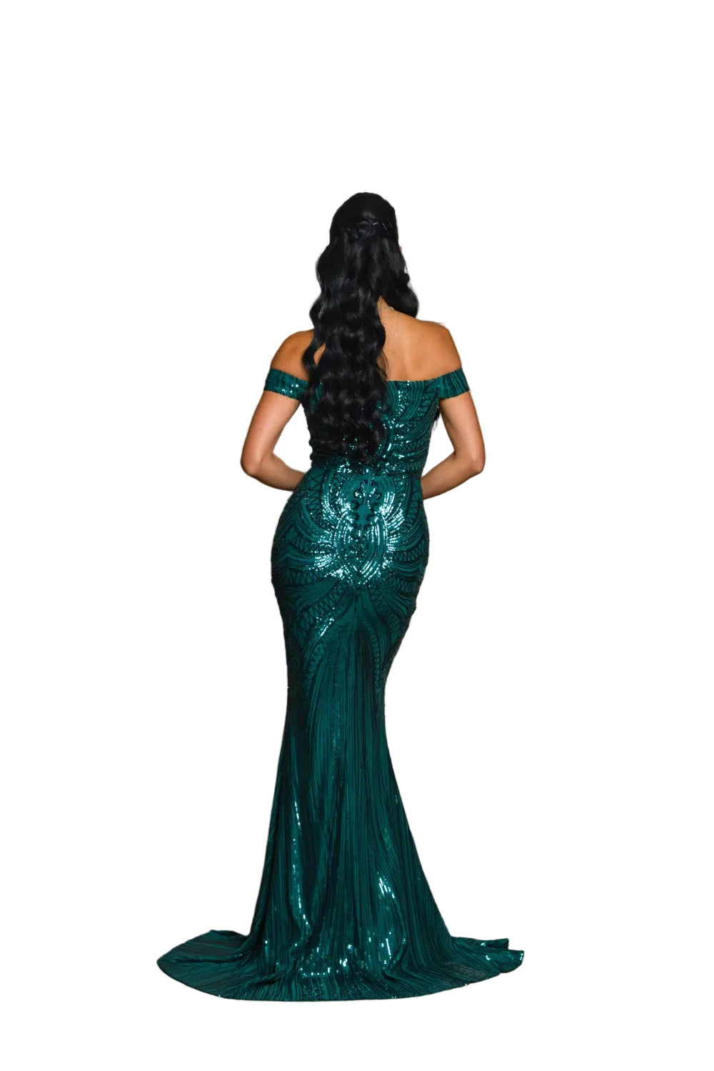 Off Shoulder Sequin Dress Prom/Homecoming/Formal Emerald