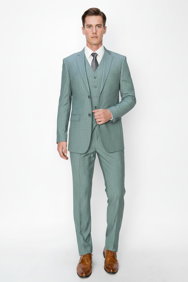 Men's 3 Piece Green Slim Fit