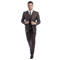 Mens Suit Premium Wool 3pc Modern Fit w/ Vest, Cocoa