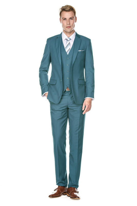 Bravemans Men’s Classic 3 Piece Suit Sea Green