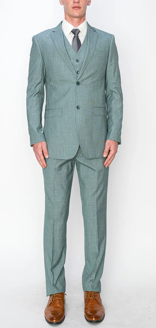 Men's 3 Piece Green Slim Fit