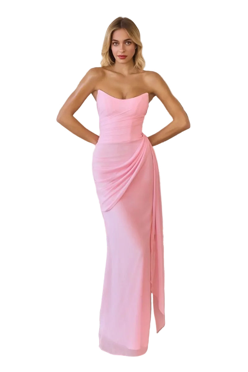 Strapless Dress Bridesmaid/Prom Light Pink