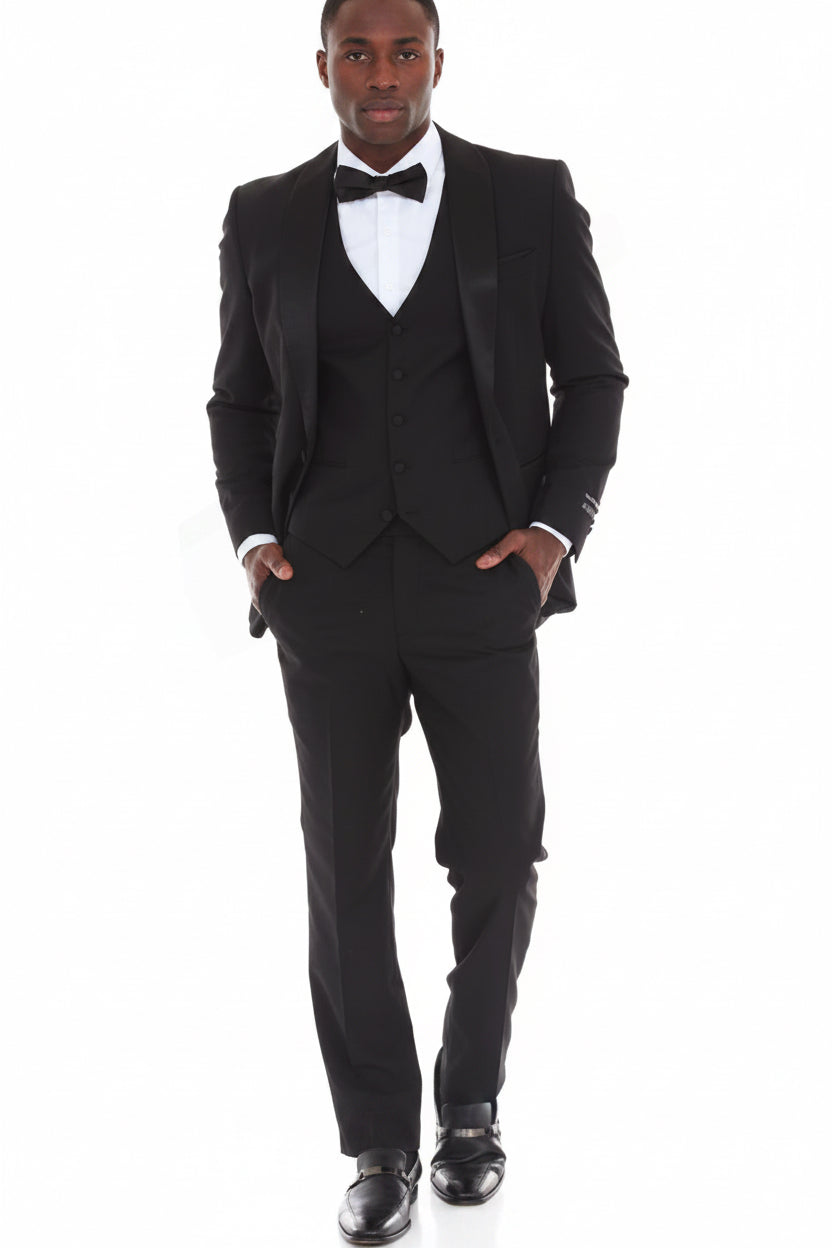 Men 3 Piece Tuxedo Shawl Lapel With Vest