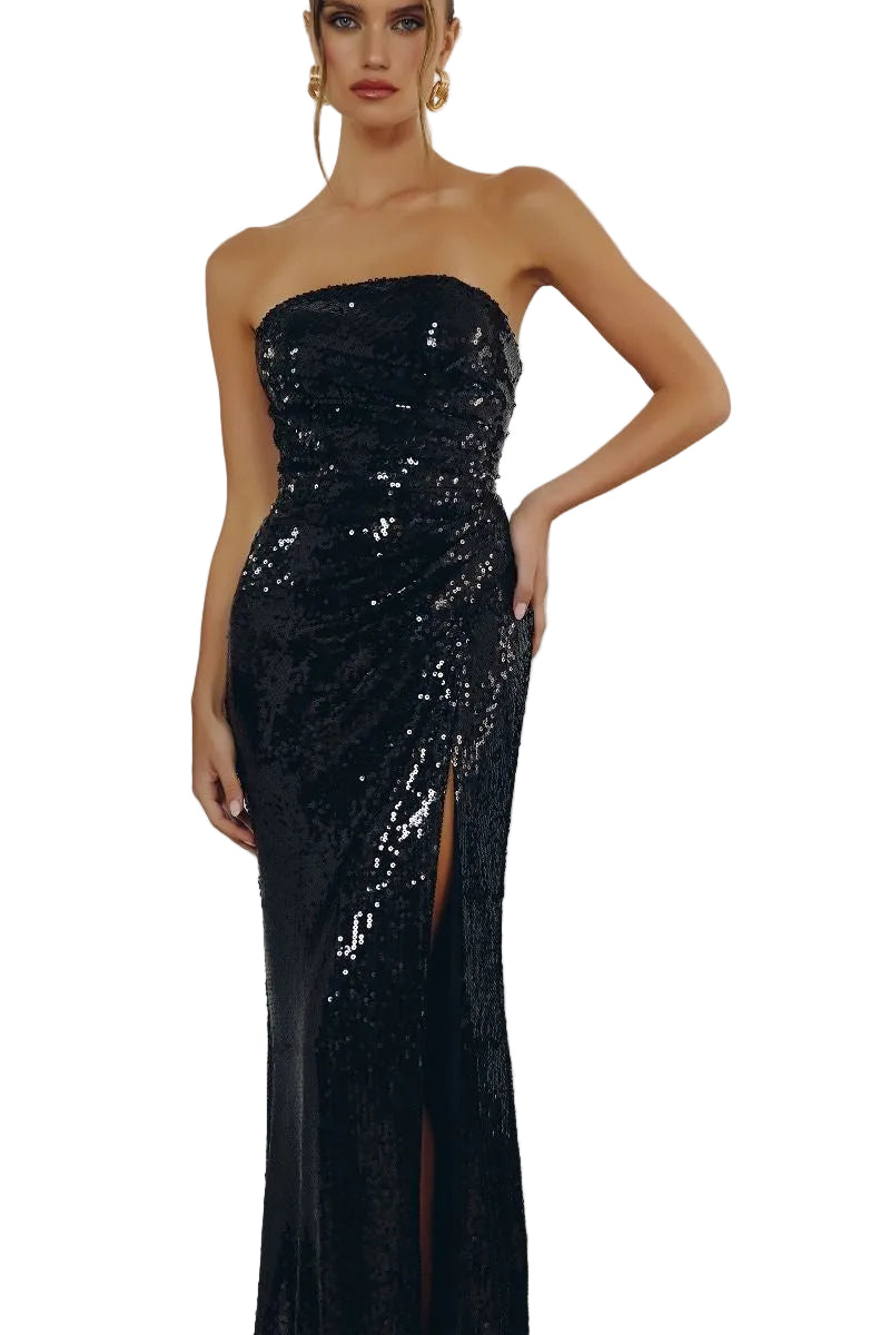 Smooth Zipper Strapless Gown